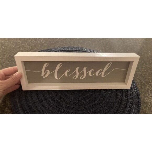 Other - Blessed Wooden Sign Farmhouse Home Decor Tier Tray Decor White
